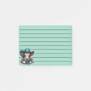 Adorable Calf in Cowboy Hat and Bandana Post-it Notes