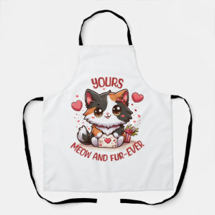 Adorable Calico Cat Valentine's Day  Apron