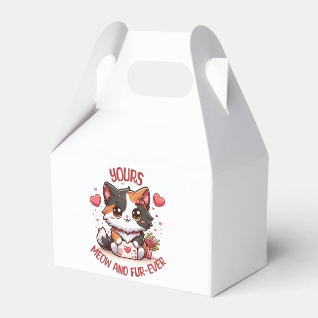 Adorable Calico Cat Valentine's Day  Favor Box (Front Side)