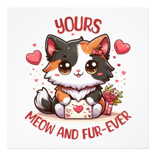 Adorable Calico Cat Valentine's Day  Photo Print