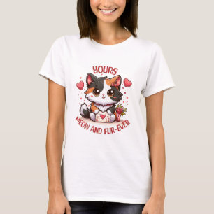 Adorable Calico Cat Valentine's Day T-Shirt