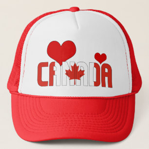 Adorable Canada Flag Hearts Patriotic Trucker Hat