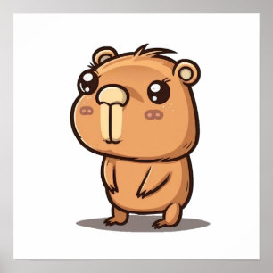 Adorable capybara drawing poster