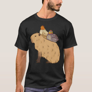 Adorable Capybara With Chicken Friends family T-Shirt