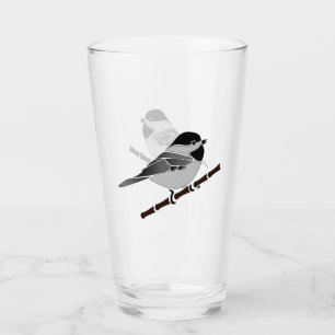 Adorable Carolina Chickadee Cartoon Glass