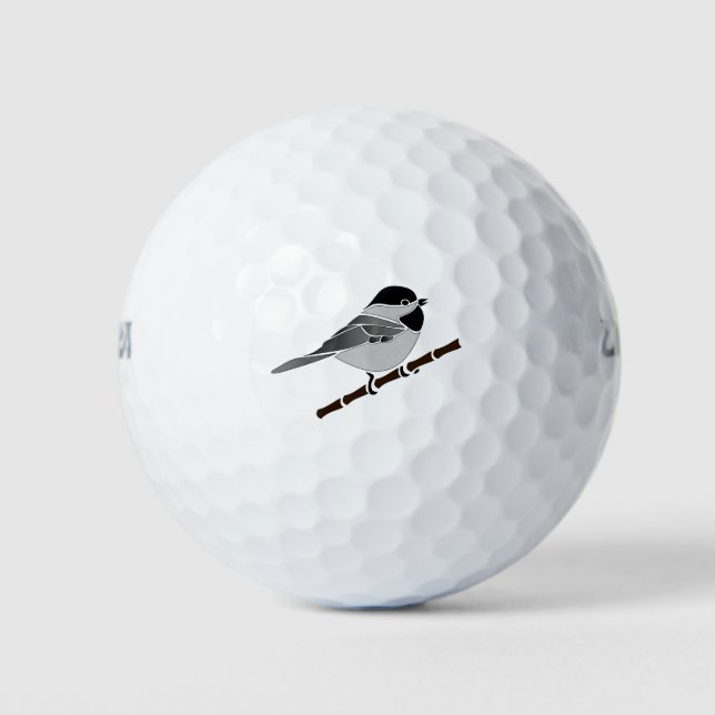 Adorable Carolina Chickadee Cartoon Golf Balls (Front)