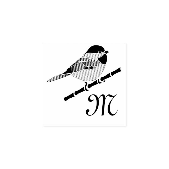 Adorable Carolina Chickadee Cartoon Rubber Stamp (Imprint)