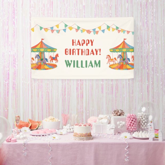 Adorable Carousel Birthday Banner (Party)