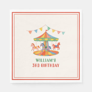 Adorable Carousel Birthday Napkin