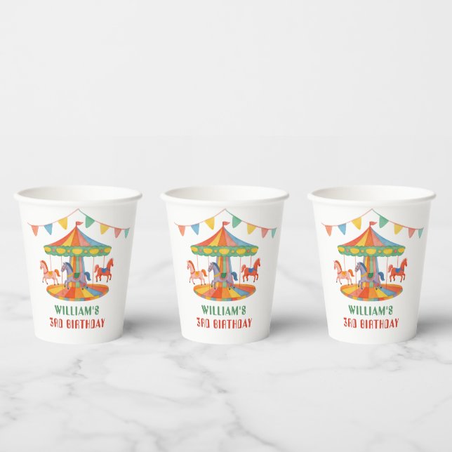 Adorable Carousel Birthday Paper Cups (Multi)