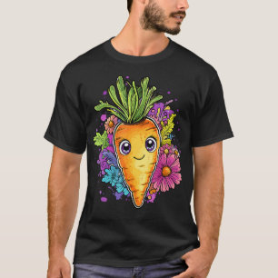 Adorable Carrot Surrounded By Colorful Blooms T-Shirt