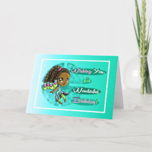 Adorable Carte d'Anniversaire Africaine Américaine
