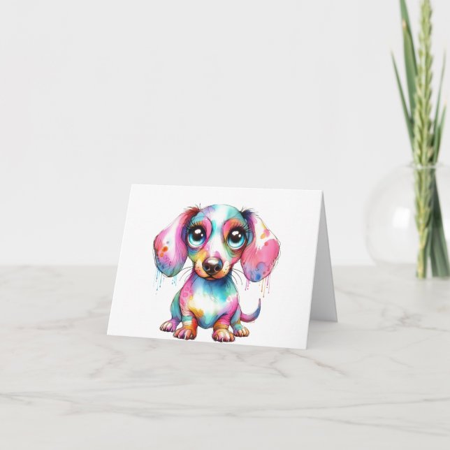 Adorable carte de chiot Whimsical Dachshund (Devant)