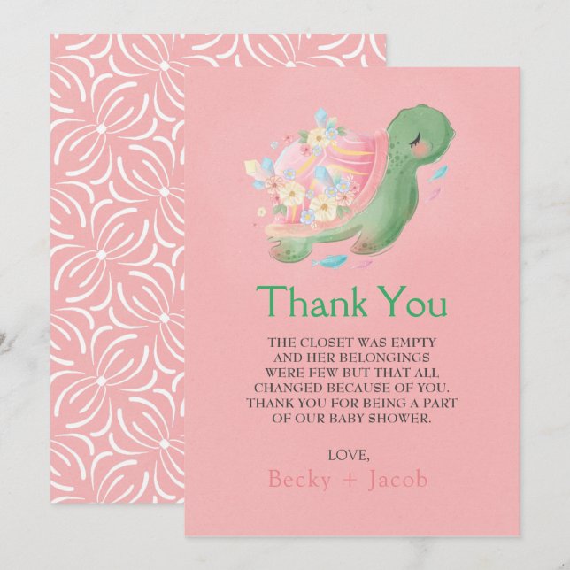 Adorable Carte de remerciements de Baby shower de  (Devant / Derrière)