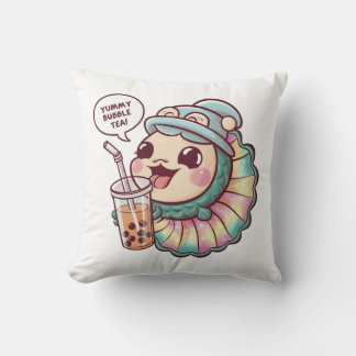 Adorable Cartoon Aquarium Fish: Cozy, Kawaii Vibes Throw Pillow