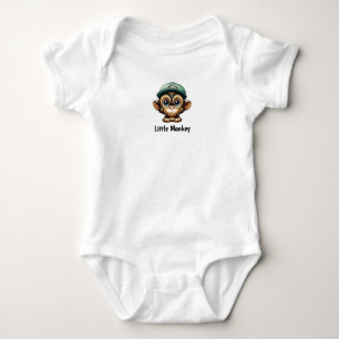 Adorable Cartoon Baby Monkey with Green Hat Funny Bodysuit