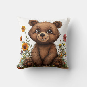 Adorable Cartoon Bear Throw Pillow