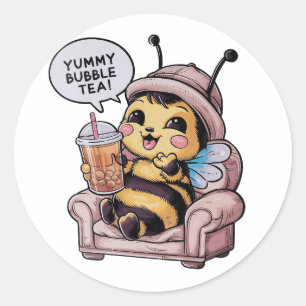 Adorable Cartoon Bee: Cozy, Kawaii Vibes Classic Round Sticker
