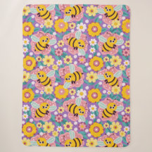Adorable Cartoon Bees and Flowers
