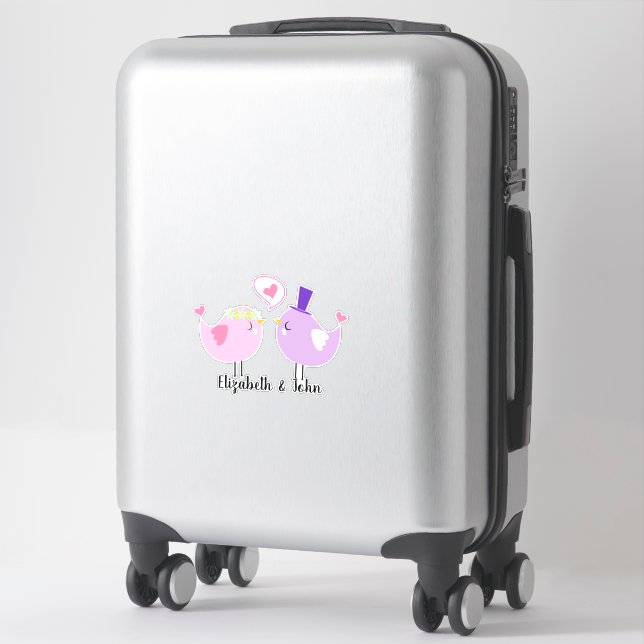 Adorable Cartoon Birds In Love - Personalized (Suitcase)