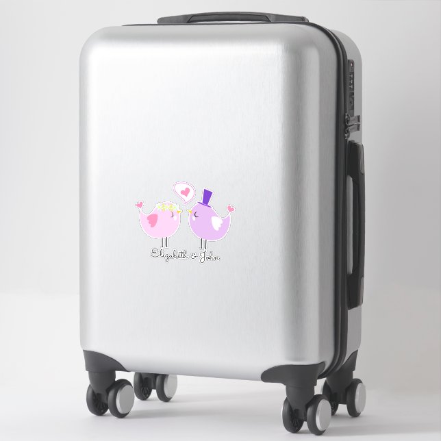 Adorable Cartoon Birds In Love- Personalized (Suitcase)