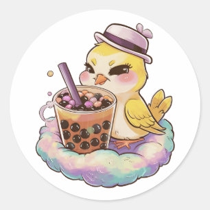 Adorable Cartoon Canary: Cozy, Kawaii Vibes Classic Round Sticker