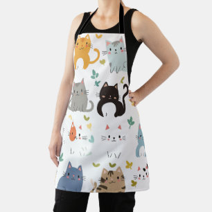 "Adorable Cartoon Cat Apron - Cute and Functional
