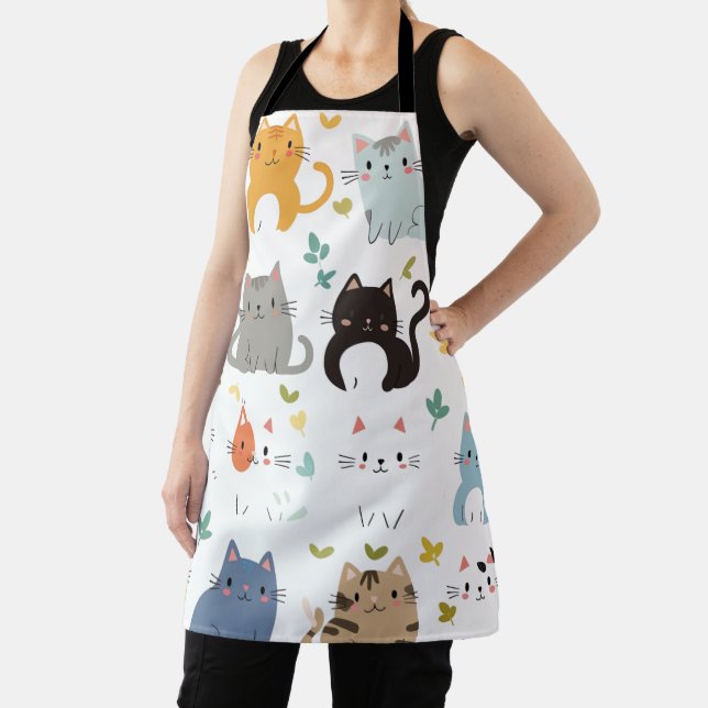 "Adorable Cartoon Cat Apron - Cute and Functional  (Insitu)