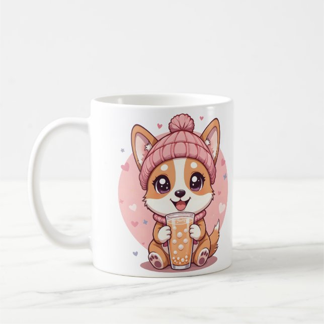 Adorable Cartoon Corgi Puppy Coffee Mug (Left)