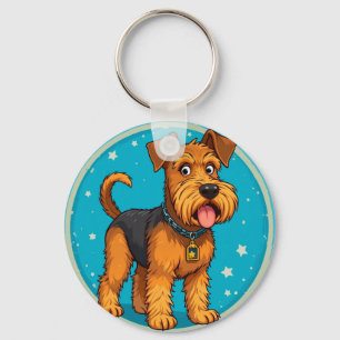 Adorable Cartoon Dog Illustration Keychain