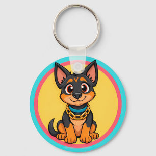 Adorable Cartoon Dog Smiling Cheerfully Keychain