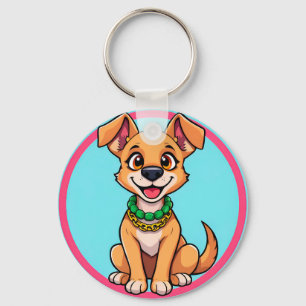 Adorable Cartoon Dog Smiling Cheerfully Keychain