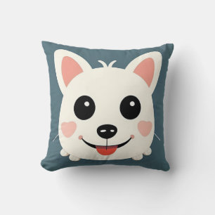 Adorable Cartoon Dog With Cheery Expression Throw Pillow