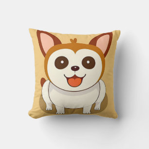 Adorable Cartoon Dog With Cheery Expression Throw Pillow