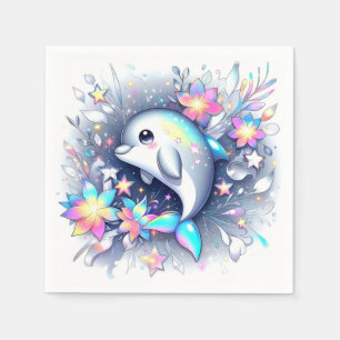 Adorable Cartoon Dolphin Baby Shower Napkin