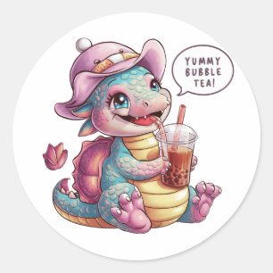 Adorable Cartoon Dragon: Cozy, Kawaii Vibes Classic Round Sticker