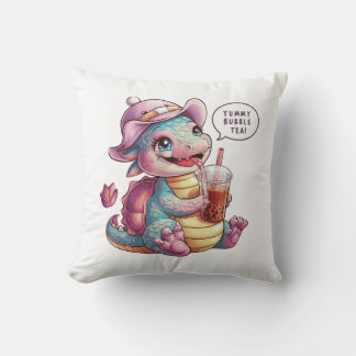 Adorable Cartoon Dragon: Cozy, Kawaii Vibes Throw Pillow