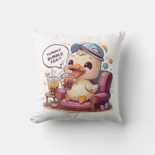 Adorable Cartoon Duck: Cozy, Kawaii Vibes Throw Pillow
