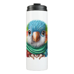 Adorable Cartoon Fluffy Happy Baby Parrot Thermal Tumbler