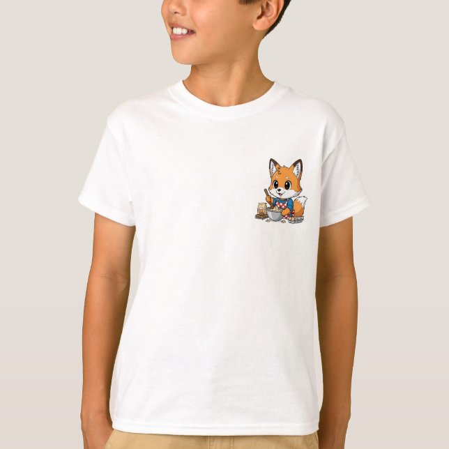 Adorable Cartoon Fox Baker Mixing Cookie Dough Ill T-Shirt (Front)