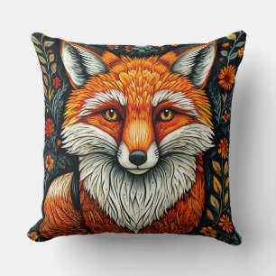 Adorable Cartoon Fox Sitting Throw Pillow