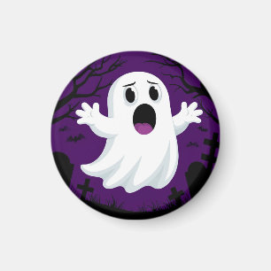 Adorable Cartoon Ghost in Spooky Halloween Magnet