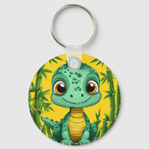 Adorable Cartoon Green Dinosaur Keychain