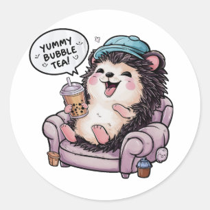 Adorable Cartoon Hedgehog: Cozy, Kawaii Vibes Classic Round Sticker