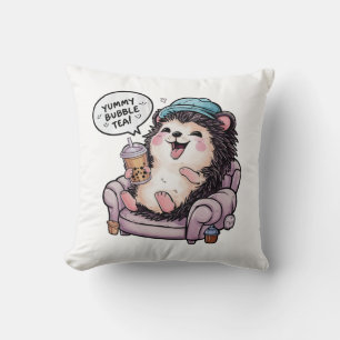 Adorable Cartoon Hedgehog: Cozy, Kawaii Vibes Throw Pillow