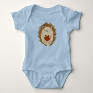 Adorable Cartoon Hedgehog Holding a Heart Baby Bodysuit