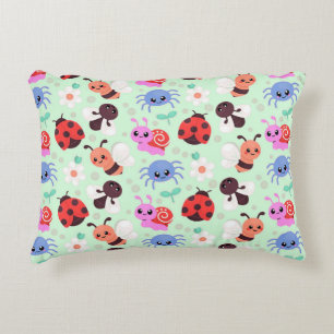 Adorable Cartoon Insects and Flowers Accent Pillow