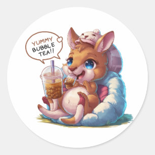 Adorable Cartoon Kangaroo: Cozy, Kawaii Vibes Classic Round Sticker