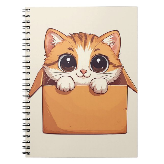 Adorable Cartoon Kitten With Big Eyes Notebook (Front)