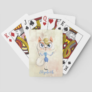 Adorable Cartoon Kitty,Bokeh-Personalized Playing Cards